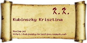 Kubinszky Krisztina névjegykártya